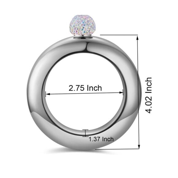 Qingo Novelty Engagement Ring Rhinestone Encrusted Flask Bangle Bracelet OSFM - Picture 2 of 5